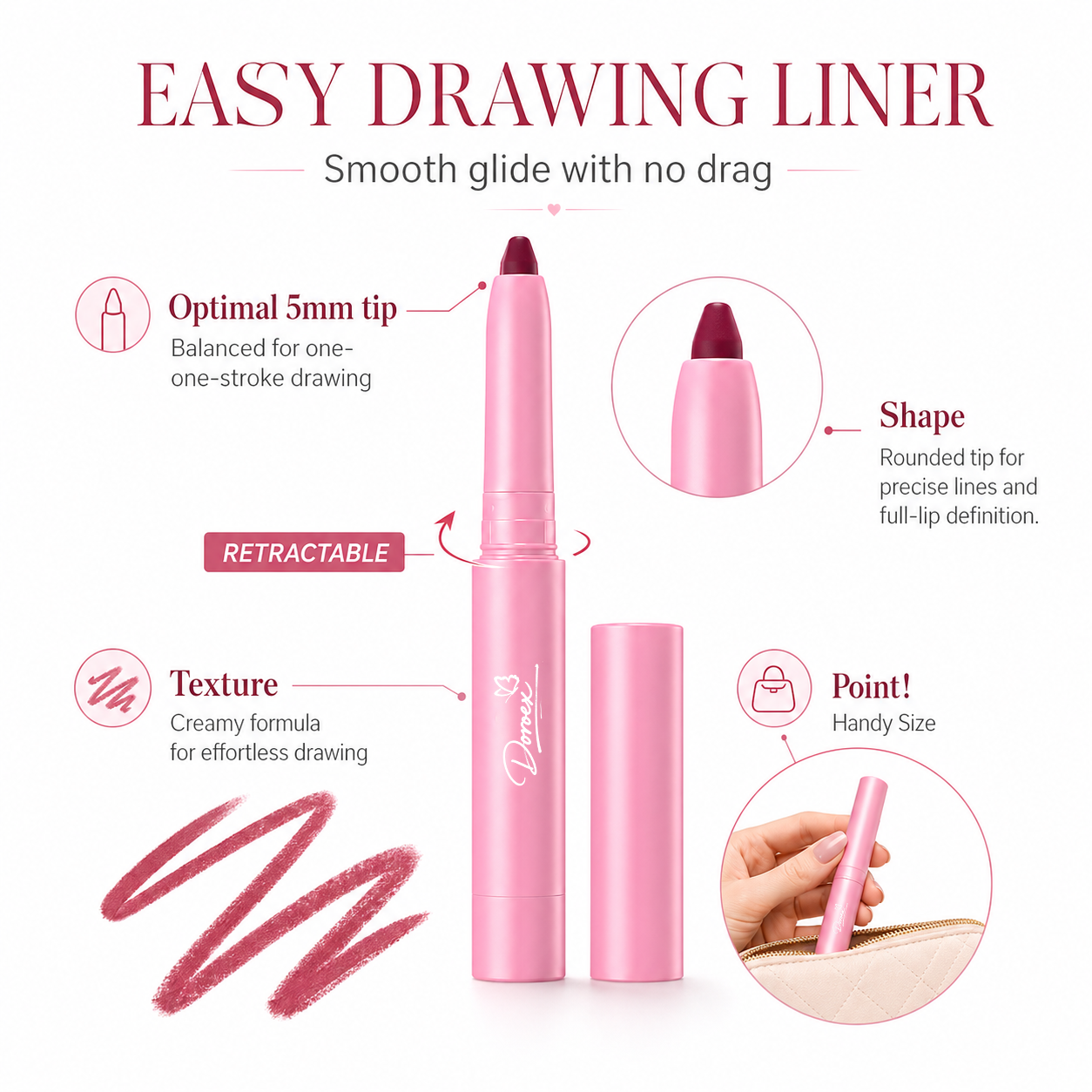 Smooth Lip Liner Creamy, Blendable Color with Smooth Application