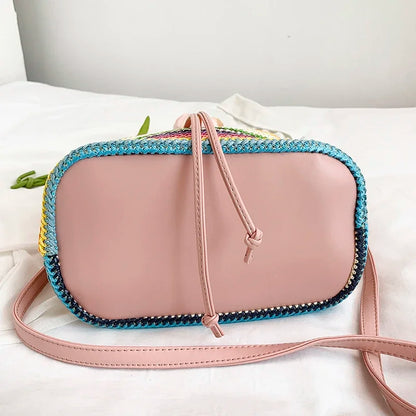 Large Capacity Straw Beach Bag Fashion Rattan Handbag Vintage Bamboo Handle Bucket Tote Women Pu Leather Shoulder Crossbody Bag
